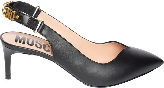 Moschino Logo Lettering Slingback Pumps