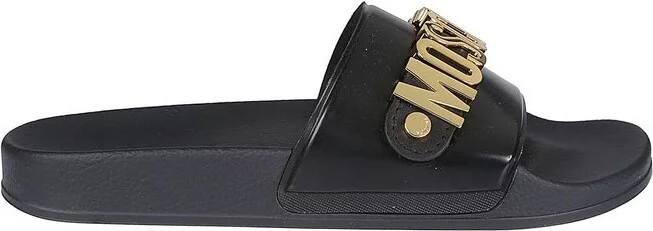 Moschino Logo Lettering Slip-On Slides