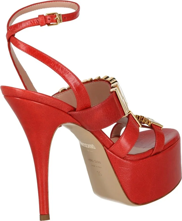 Moschino Logo-Plaque Leather Sandal - Image 2
