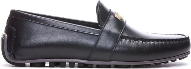 Moschino Logo Plaque Round Toe Loafers