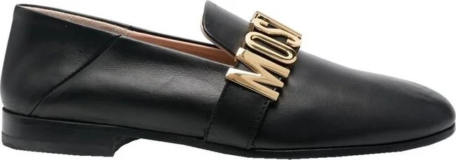 Moschino Logo Plaque Round-Toe Loafers