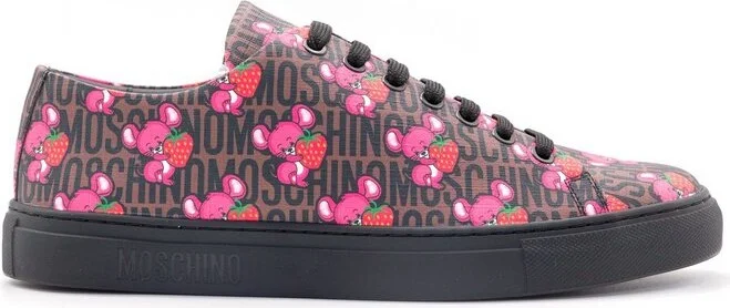Moschino Logo-Printed Lace-Up Sneakers