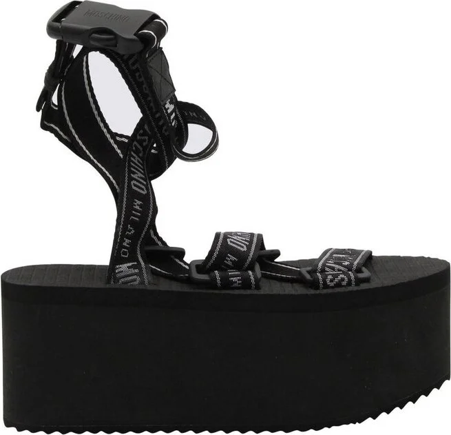 Moschino Logo Tape Platform Sandals