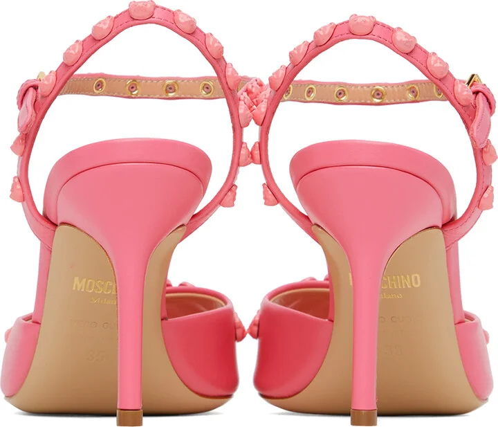 Moschino Pink Teddy Studs Heeled Sandals - Image 2