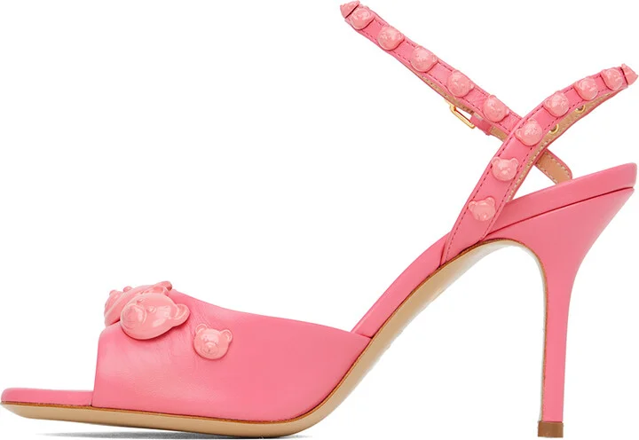 Moschino Pink Teddy Studs Heeled Sandals - Image 3