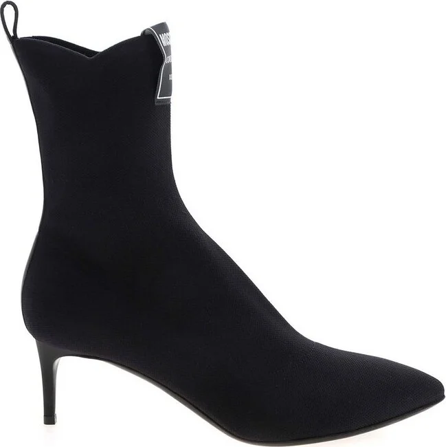 Moschino Pointed-Toe Heeled Ankle Boots