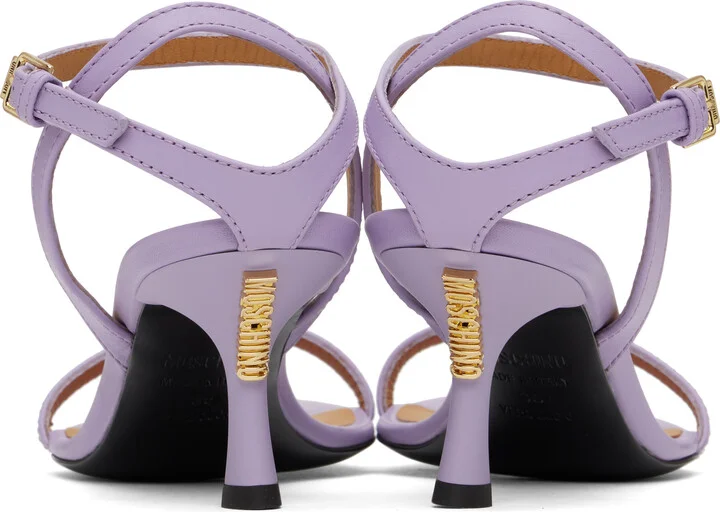 Moschino Purple Buckled Bow Heeled Sandals - Image 2