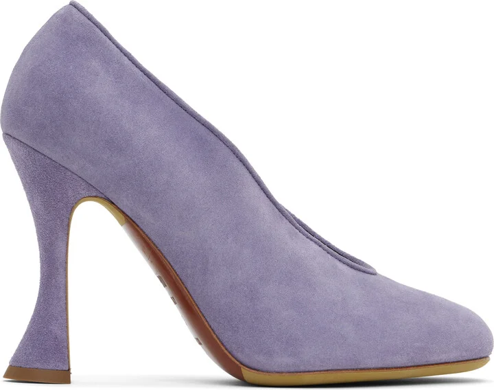 Moschino Purple Duck Suede Heels