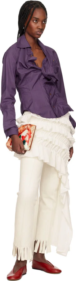 Moschino Red Duck Nappa Ballerina Flats - Image 5