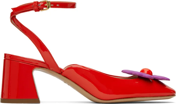 Moschino Red Heart Flower Heels