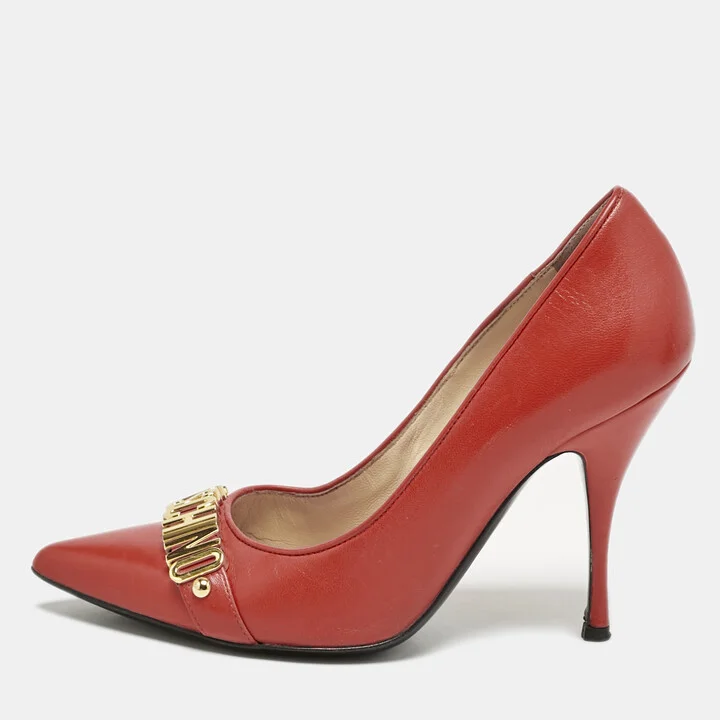 Moschino Red Leather Pointed Toe Pumps Size 37