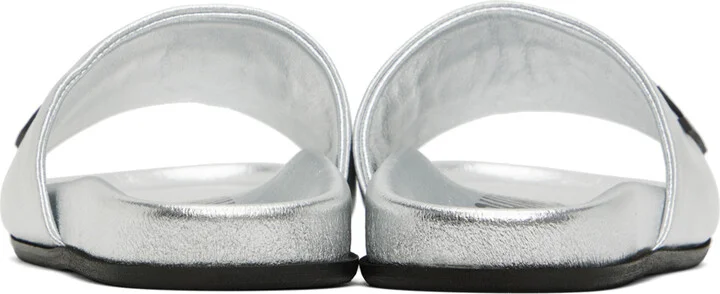 Moschino Silver Logo Slides - Image 2