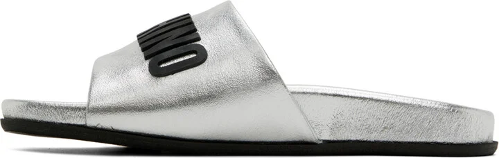 Moschino Silver Logo Slides - Image 3