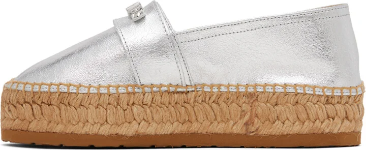 Moschino Silver Mini Lettering Laminated Espadrilles - Image 3