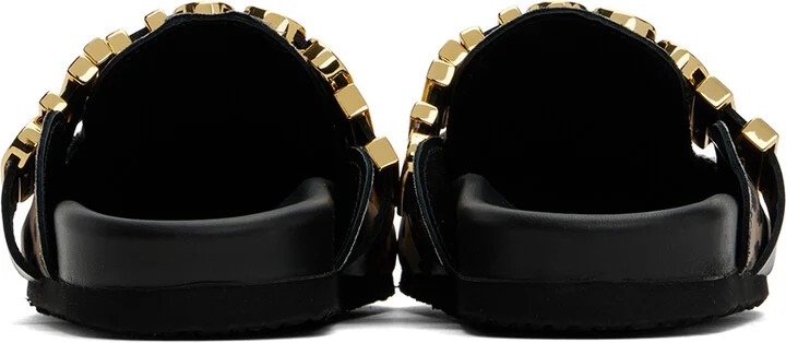 Moschino Tan & Black Leopard Logo Mules - Image 2