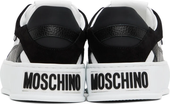 Moschino White & Black Bumps & Stripes Sneakers - Image 2