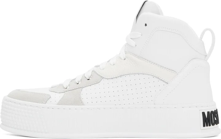 Moschino White Bumps & Stripes High-Top Sneakers - Image 3
