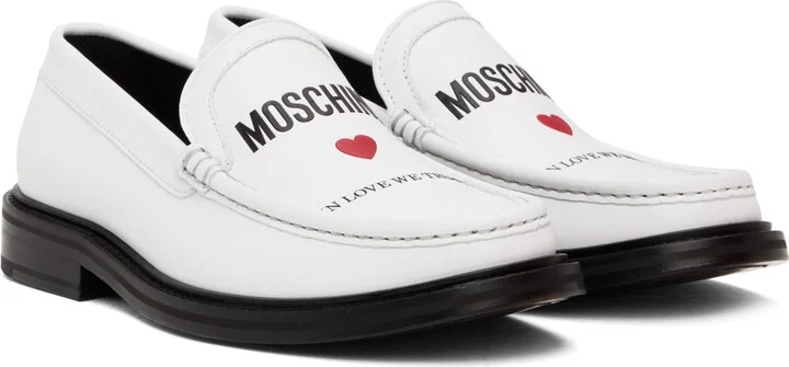 Moschino White College Loafers - Image 4