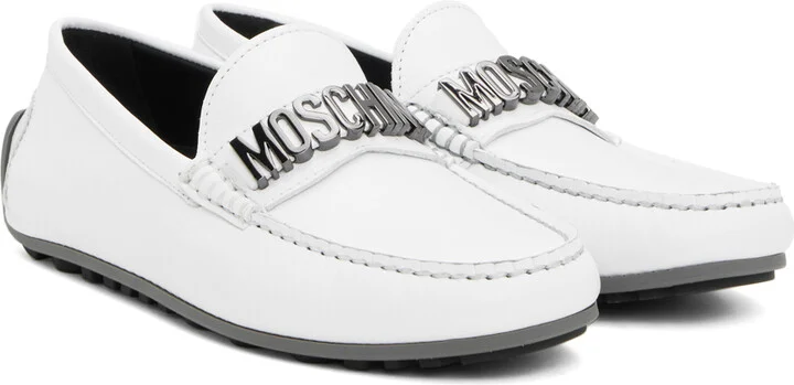 Moschino White Driver Loafers - Image 4