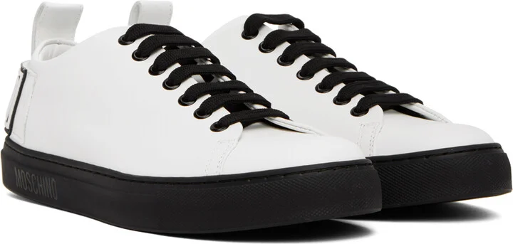 Moschino White Embossed Sneakers - Image 4