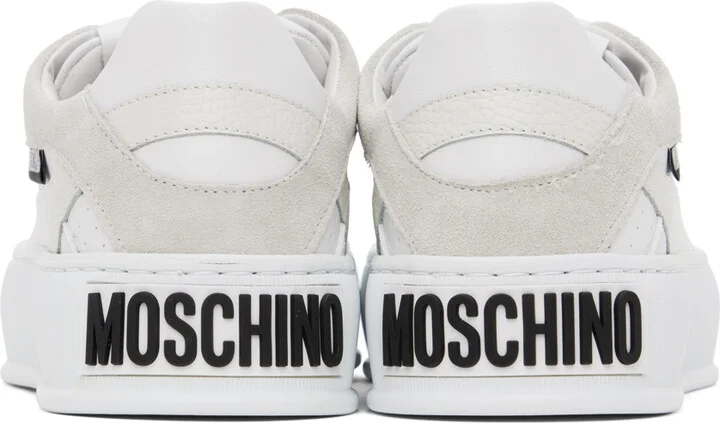 Moschino White & Gray Bumps & Stripes Sneakers - Image 2