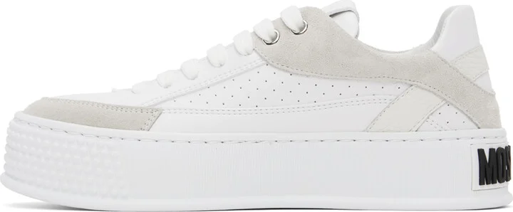 Moschino White & Gray Bumps & Stripes Sneakers - Image 3