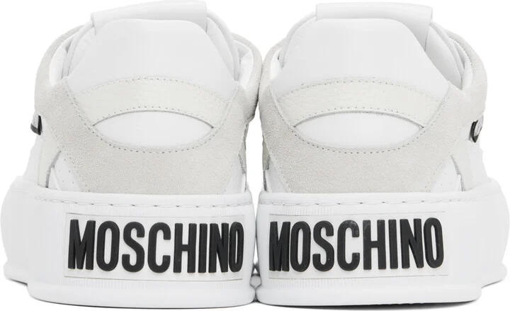 Moschino White & Gray Bumps & Stripes Sneakers - Image 2