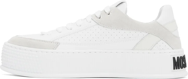 Moschino White & Gray Bumps & Stripes Sneakers - Image 3