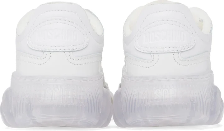 Moschino White & Gray Teddy Sneakers - Image 2