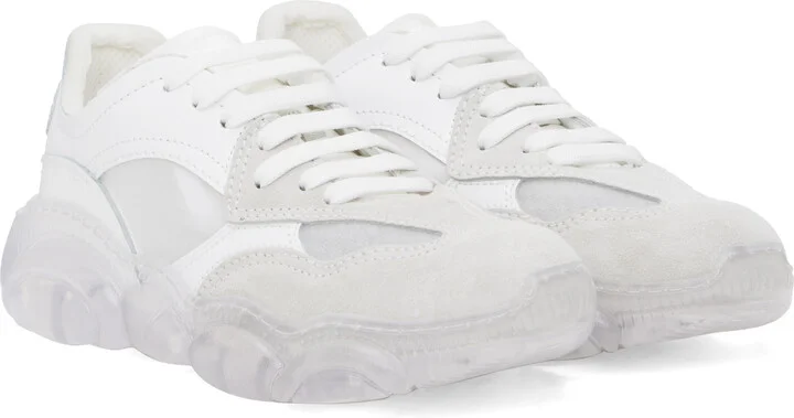 Moschino White & Gray Teddy Sneakers - Image 4