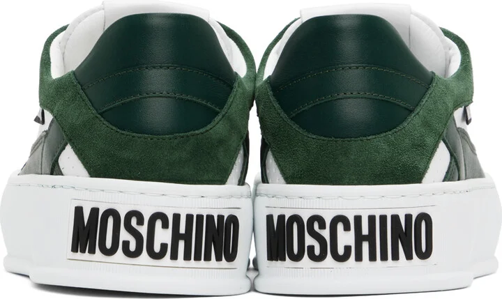 Moschino White & Green Bumps & Stripes Sneakers - Image 2