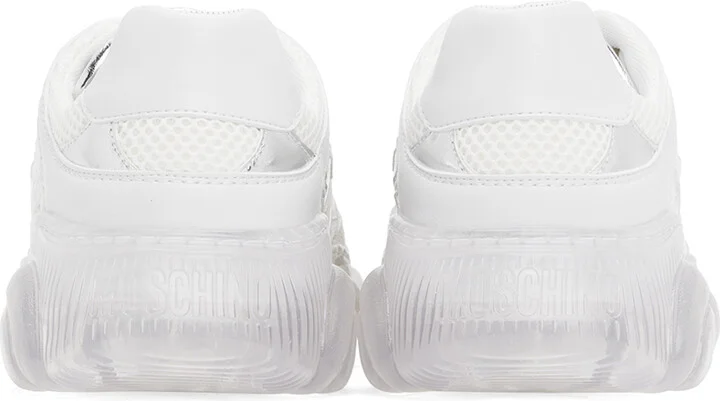 Moschino White Teddy Transparent Sole Sneakers - Image 2