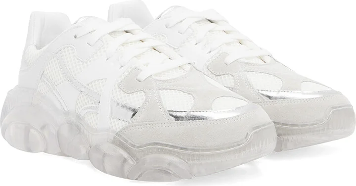 Moschino White Teddy Transparent Sole Sneakers - Image 4