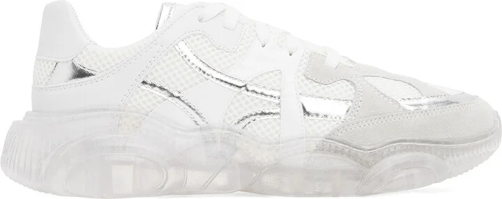 Moschino White Teddy Transparent Sole Sneakers