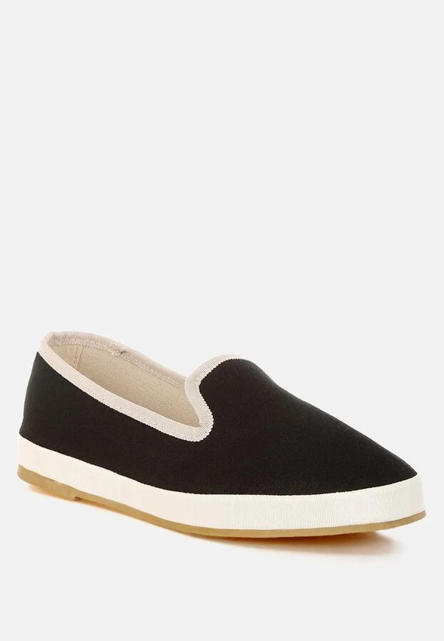 Moshka Round Toe Canvas Slip-On Loafers
