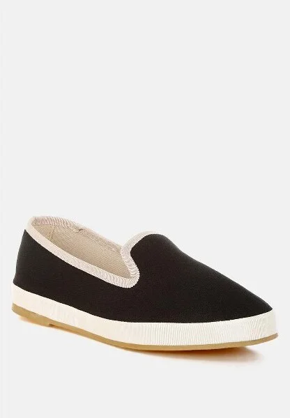 Moshka Round Toe Canvas Slip-On Loafers Women - Image 3