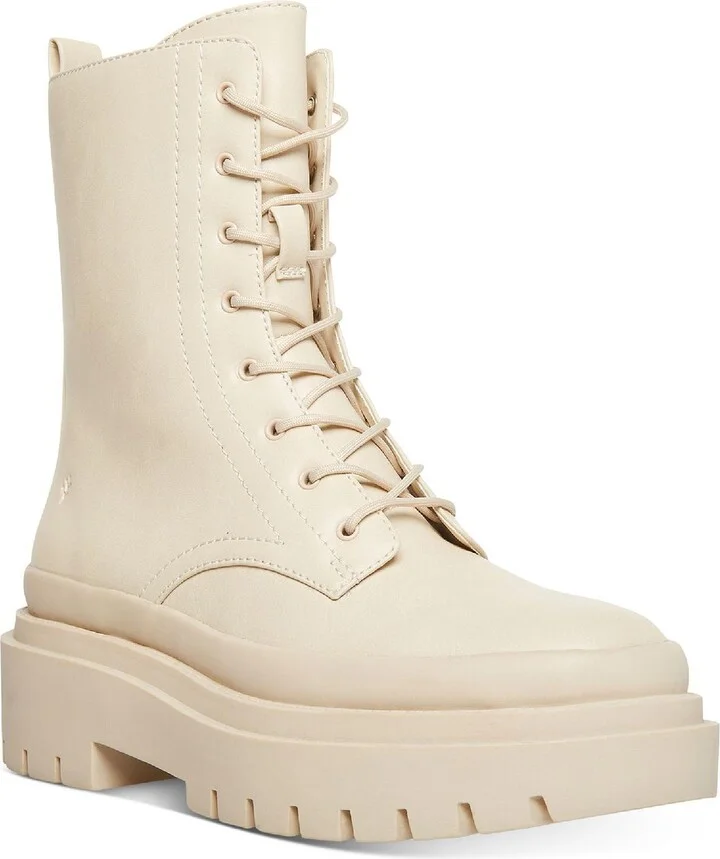 Moss Womens Faux Leather Round Toe Mid-Calf Boots