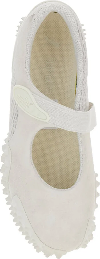 'mostro Fey' White Sneakers With Touch-strap Closure And Rubber Sole With Cleats In Suede And Mesh Man - Image 4