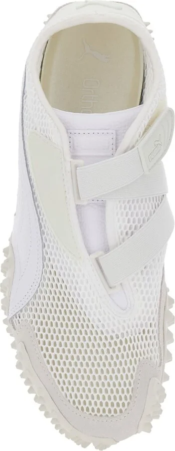 Mostro White Low Top Sneaker With Logo On Heel And Mesh Inserts In Fabric Unisex - Image 4