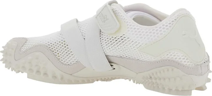 ‘Mostro' White Low Top Sneaker With Logo On Heel And Mesh Inserts In Fabric Unisex - Image 3