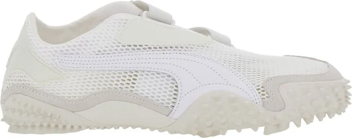Mostro White Low Top Sneaker With Logo On Heel And Mesh Inserts In Fabric Unisex
