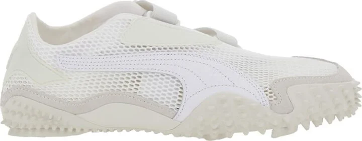 ‘Mostro' White Low Top Sneaker With Logo On Heel And Mesh Inserts In Fabric Unisex