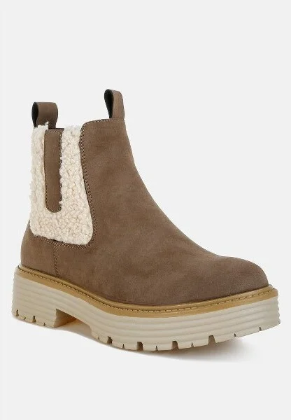 Mothman Faux Fur Detail Chunky Ankle Boots Women - Image 2