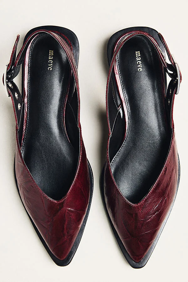 Moto Pointed-Toe Slingback Flats - Image 2