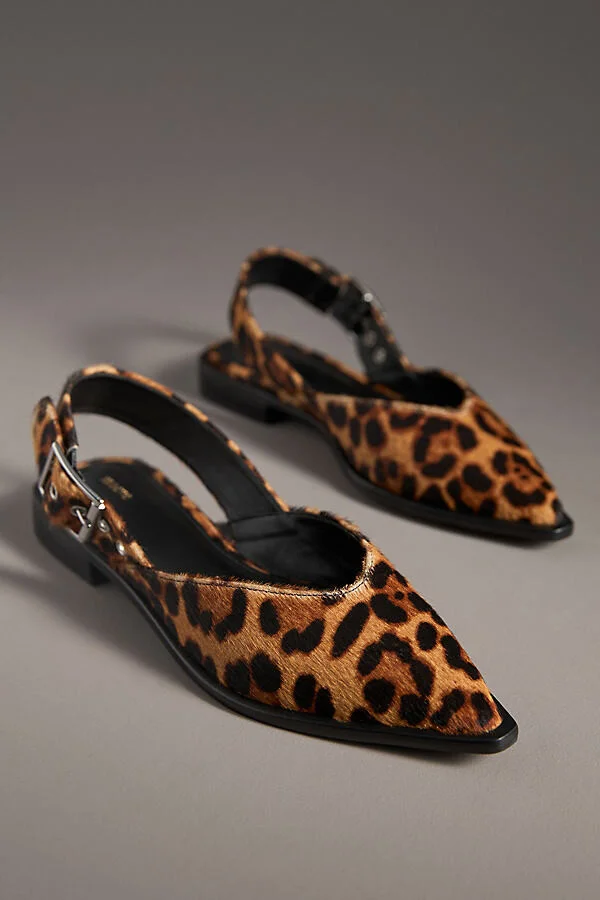 Moto Pointed-Toe Slingback Flats