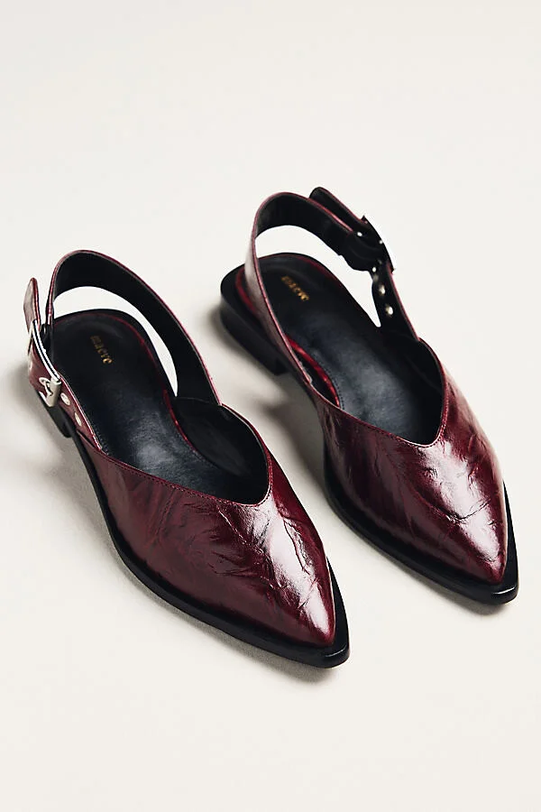 Moto Pointed-Toe Slingback Flats
