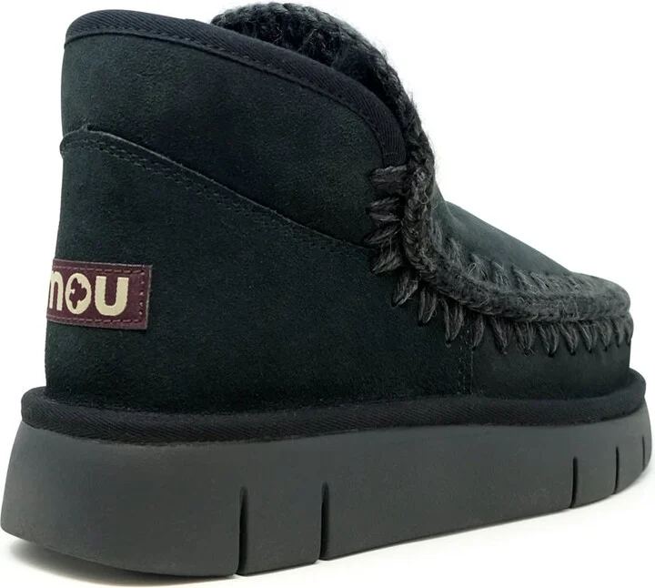 Mou Black Eskimo Bounce Leather Wool Rubber Sneaker - Image 3