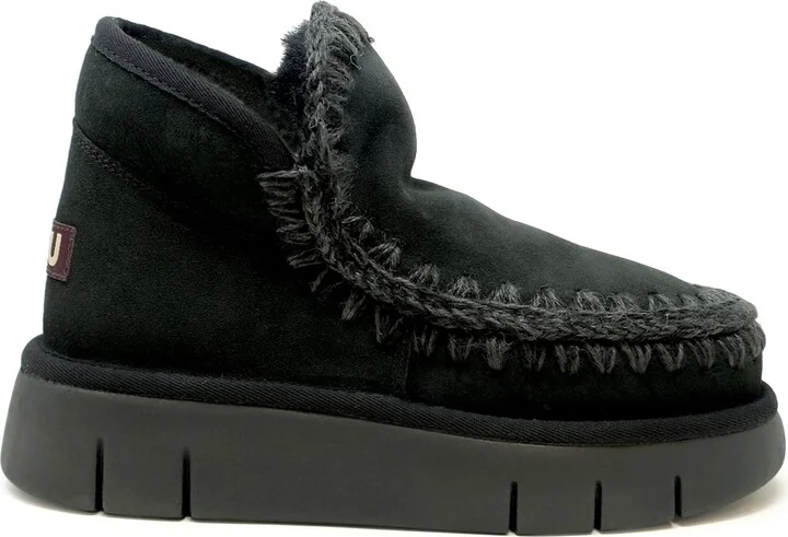 Mou Black Eskimo Bounce Leather Wool Rubber Sneaker