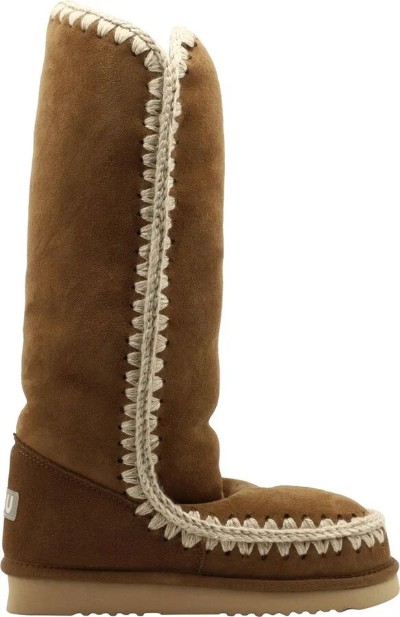 Mou Contarst Stitched Knee-Length Boots
