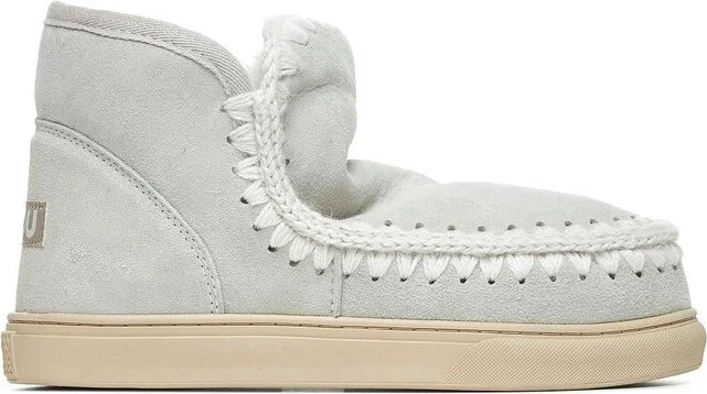 Mou Crochet Stitch-Trim Slip-On Ankle Boots